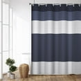 thumbnail image 3 of 72x72 Inch Stripe Farmhouse Long Shower Curtain Gingham Patchwork Polyester Bath Curtain Vintage Neutral Stall Size Shower Curtains Set for Kids Bathroom Decor Waterproof with Hooks, 3 of 6