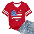 thumbnail image 4 of WAYUTE Women'S T-Shirts Colorful Stars & Stripes And Heart Pattern Short Sleeve V Neck Celebrate America'S 250Th Anniversary For 4Th Of July Party Liberty Tees,Red,Xxl, 4 of 4