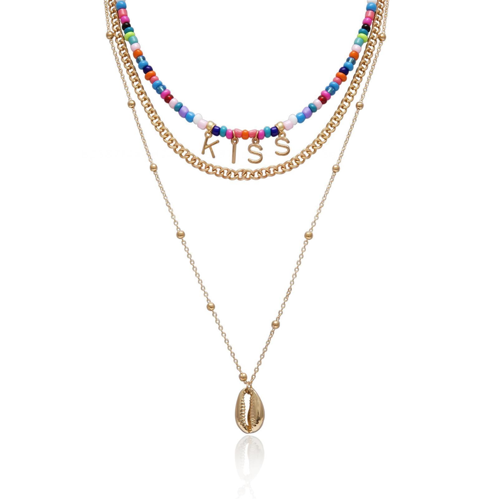Buy Multilayer chain necklace with lock attached stylish fashion