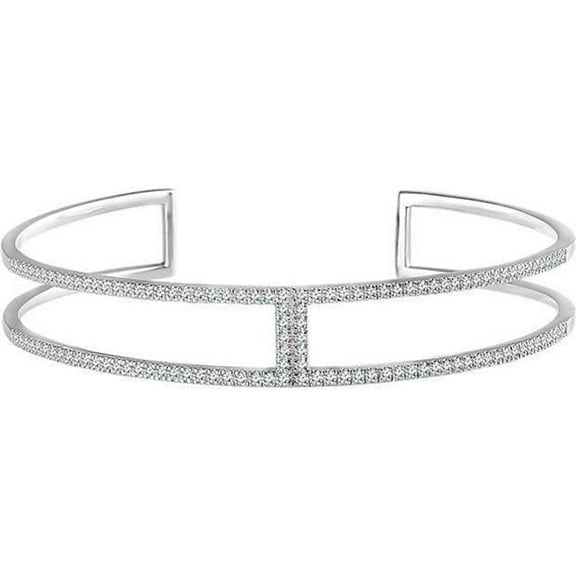 Harry Chad Enterprises 58901 2 CT Round Diamond Cuff Bracelet, 14K Solid White Gold