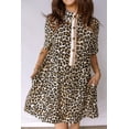 thumbnail image 3 of Women's Multicolour Leopard Mini Dress – Short Sleeve Shift Dress with Pockets for Summer Fun, XL, 3 of 6