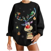 Jovati Sweaters for women Women's Red Santa Raindeer Sequin Ugly Christmas Sweater - Cute Santa Holiday Sweater with Sequins Funny Ugly Christmas Sweater Gift for Women