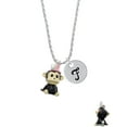 thumbnail image 2 of Delight Jewelry Resin Monkey with Bunny Ears Silvertone Script Initial Disc - F - Charm Necklace, 20"+3", 2 of 4