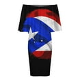 thumbnail image 5 of PUERTO RICAN FLAG by Solomaskx Women's Off The Shoulder Ruffles Summer Wedding Guest Loose Casual Party Beach Dress, 5 of 9