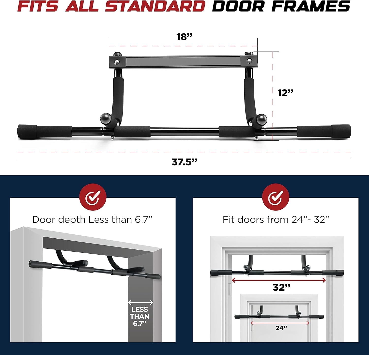 ZYPPP Pull up bar Doorway Heavy Duty Chin up bar Trainer for Home Gym Doorway Pull up bar or dip bar