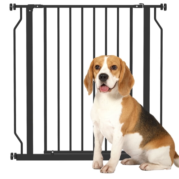 PawHut 30"- 34" Extra Wide Dog Gate with Double Locking System Black