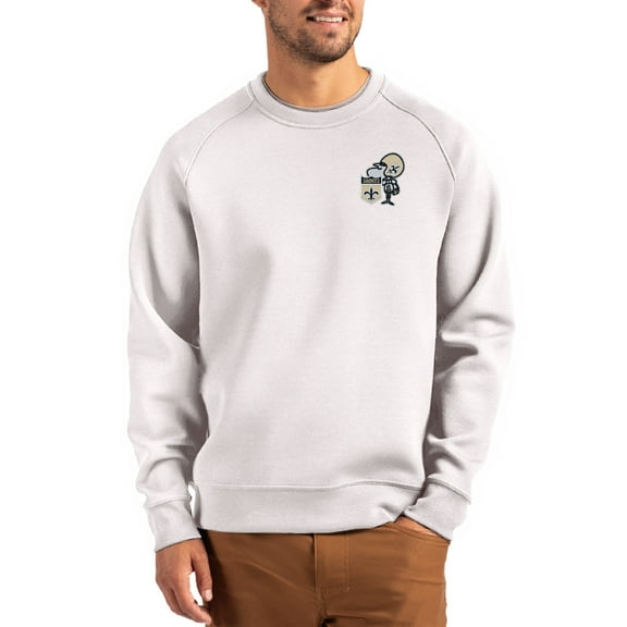 Men's Cutter & Buck Gray New Orleans Saints Throwback Roam Recycled Raglan Pullover Sweatshirt