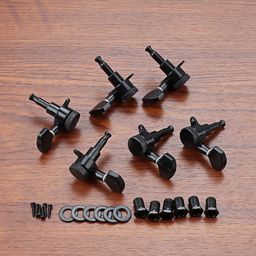 Pretyzoom 1Set Black Guitar Tuning Pegs Machine Heads Durable Metal Acoustic Locking Tuners