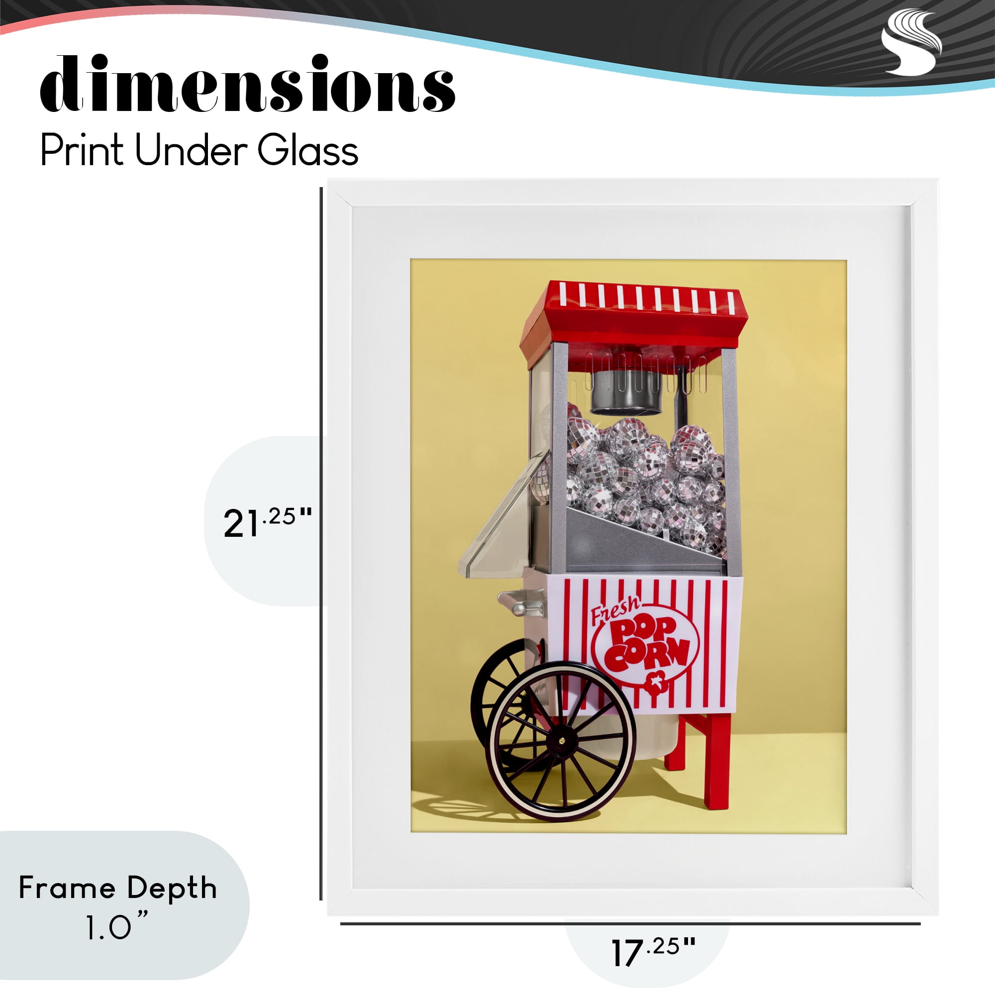 Stupell Industries Disco Popcorn over Yellow White Framed Print Under Glass, design by LISH Creative