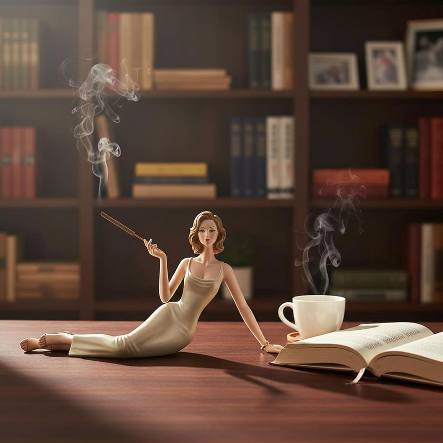 Handcrafted Lady Incense Holder & Sculptural Decor, Resin Aromatherapy Statue Ornament for Stress Relief, Elegant Home Accent for Living Room, Bedroom, Office, Unique Relaxation Gift(RL White 1 PC)