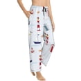 thumbnail image 6 of Salouo Nautical Lighthouse Sailboat Print Women's Pajama Pants Casual Loose Sweatpants PJs Flowy Pants Drawstring Palazzo for Women Wide Leg Pants Lounge Pajama -Large, 6 of 8