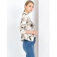 thumbnail image 4 of Chaqueta abierta de la chaqueta del traje de la cosecha del trabajo de la oficina del frente de las mujeres Beige Púrpura-Floral S, 4 of 6