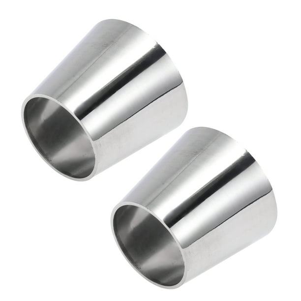 Rebajado Único Adaptador de Tubo de Escape Conector de Doblado Mandrel de 1.5" OD a 2" OD de Acero Inoxidable 201 Longitud de 2 pulgadas Tono Plateado