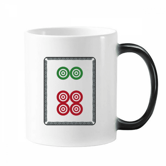 Mahjong Circle Dots 6 Tile Pattern Changing Color Mug Morphing Heat Sensitive Cup With Handles 350ml