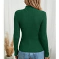 thumbnail image 4 of Women's Mock Turtleneck Sweater Ribbed Knit Long Sleeve, Basic Slim Fit Fall Winter Pullover Dark Green XL, 4 of 5