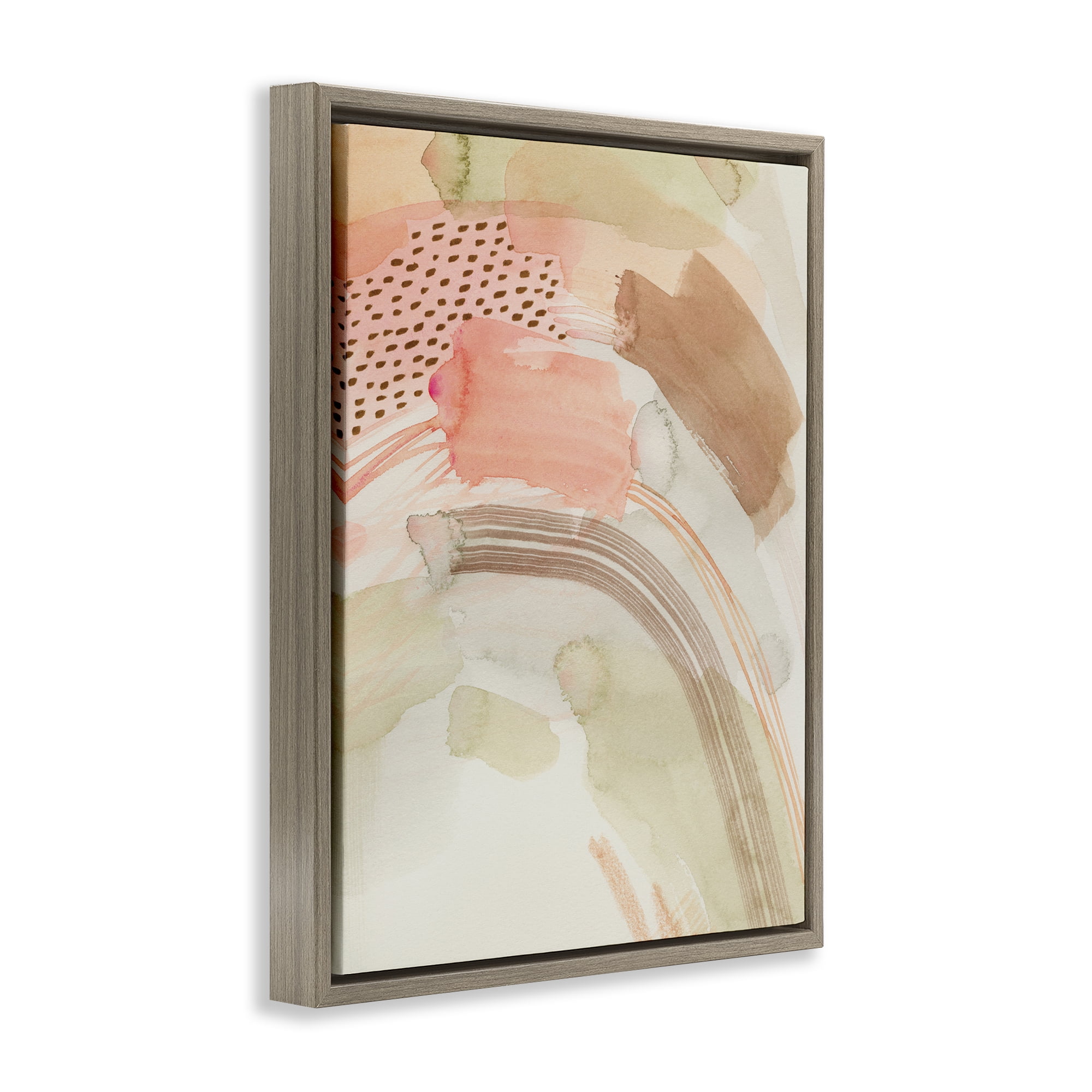 Stupell Industries Funky Blush & Beige Abstract Abstract Painting Brown Floater Framed Canvas Art Print Wall Art, 17 x 21