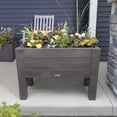 thumbnail image 4 of Step2 Lakewood 26" Tall Dark Cedar Raised Outdoor Rectangle Resin Planter, 4 of 28