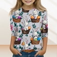 thumbnail image 2 of LTTVQM Easter Shirts for Girls 3/4 Sleeve Happy Bunny Eggs Graphic Tops Comfortable Round Neck Blouse Trendy Clothing Mint Green 7-8 Years, 2 of 4