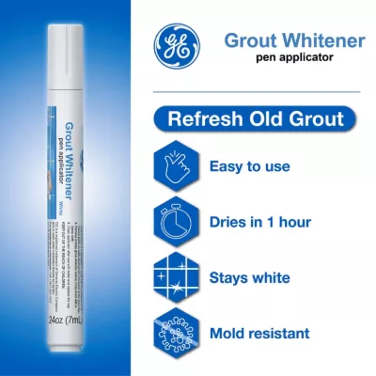 (4 pack) GE Grout Whitener, Pack of 1, White 1  Pen