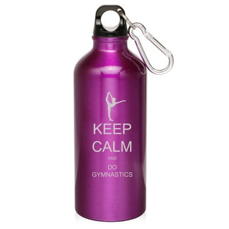 

Purple 20Oz Aluminum Sports Water Bottle Caribiner Clip Zw151 Keep Calm And Do Gymnastics