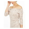 thumbnail image 3 of VINCE CAMUTO Womens Beige Sequined Glitter Gown 3/4 Sleeve Off Shoulder Full-Length Formal Dress 2, 3 of 4