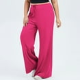 thumbnail image 2 of Swuxness Women Casual Straight Leg Pants, Women Plus Size Long Pants, Women Solid Color High Waisted Loose Fitted Lifting Butt Running Wide Leg Yoga Pants Hot Pink, XXXL, 2 of 5