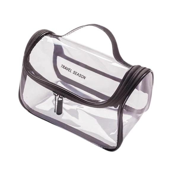 Bolsa de Maquillaje Transparente Strade Fareast Limited, PVC, Doble Cremallera, Negro