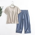 thumbnail image 2 of Women's Pajama Set Built-in Bra Padded Shirt and Capri Pants Sleepwear Pjs Sets Short Sleeve Lounge Set, 2 of 5