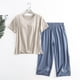thumbnail image 5 of Set de Lavado Corporal para Mujeres Casual Suelto con Cojín de Pecho Cuello Redondo Conjunto de Pantalones Cortos de Manga Corta, Traje de Dos Piezas para Diario, 5 of 6