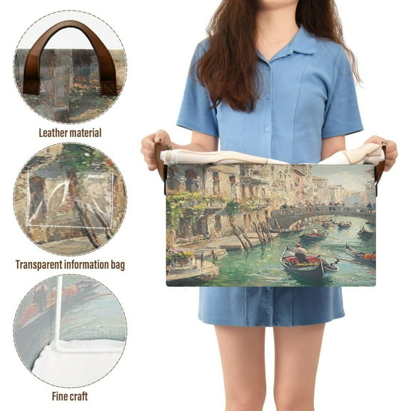 BZSMCE Collapsible Fabric Cube Storage Bins Venetian Canalwith Green Water Painting Design Pattern Storage Box