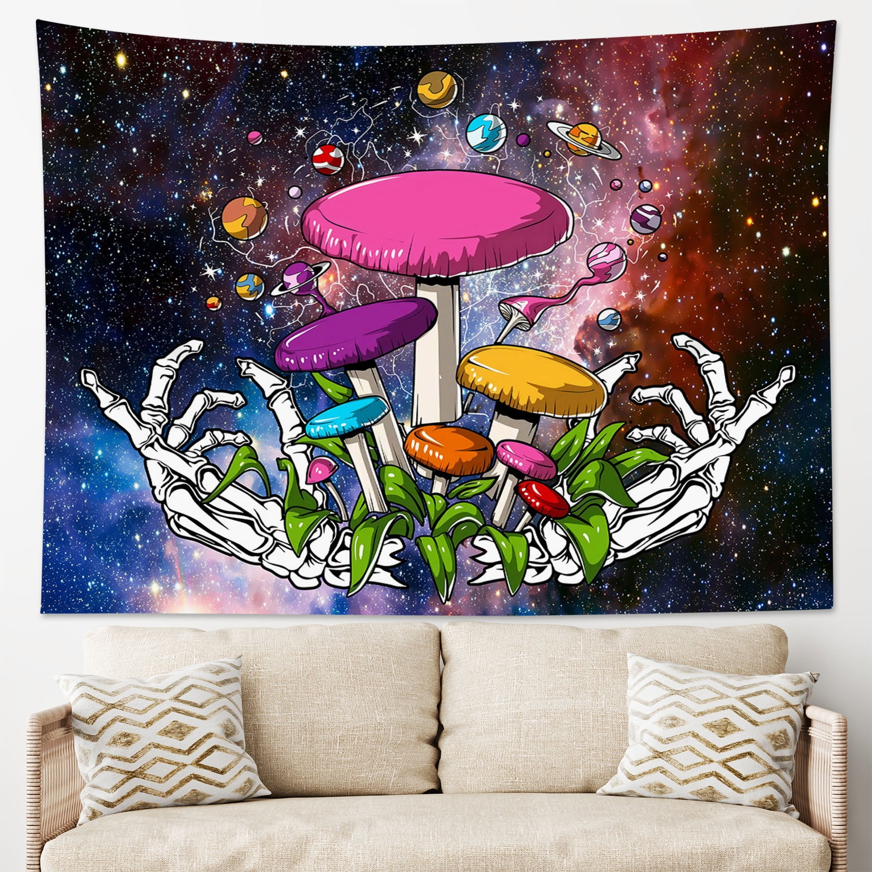 US SELLER-shroom psychedelic trippy wall hanging tapestry modern decor ideas 