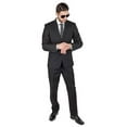 thumbnail image 3 of Slim Fit Men Suit Solid Black 2 Button Notch Lapel Flat Front Pants by Azar (54 Regular 48 Pants), 3 of 5
