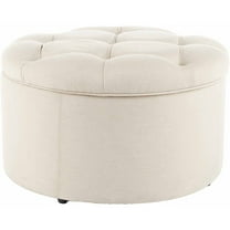 SAFAVIEH Tanisha Round Shoe Storage Ottoman, Off-White/Floral