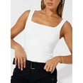 thumbnail image 6 of Womens Square Neck Fitted Tank Tops Double Layer Seamless Slim Fit Shirts 2025 Basic Spring Summer White L, 6 of 9