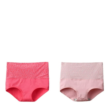Wijhcboe 2 Pack Women s Sweat Pads for Women Underwear Solid Color Cotton Underwear for Women High Waist High Waisted Lace Thong Panties Lot Cotton Lace Panties Bikini Underwear Women Seamless Cotto