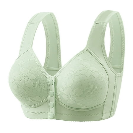 Gnurob Women Front Closure Seamless Bras No Underwire Bra Breathable Push Up Bralettes Beauty Back Smoothing Brassiere Comfort Thin Cup Bralette Clearance Saving Green 42