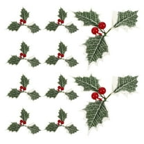Minkissy 10Pcs Christmas Greenery Picks Artificial Berry and Green Leaf Plant Decorations for Holiday Home and Tree