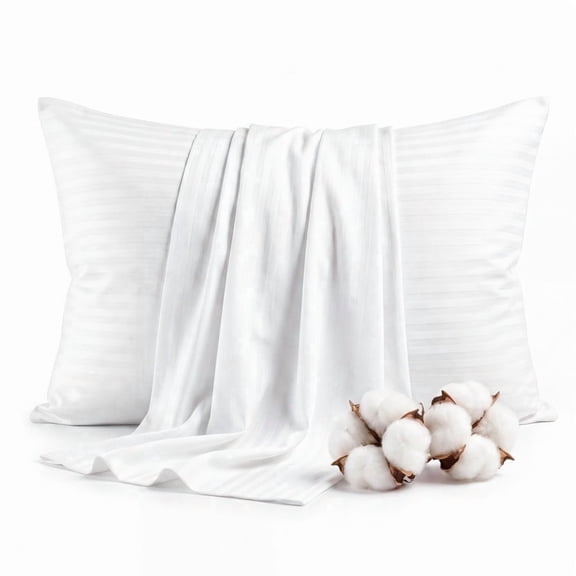 FAUNNA 600TC 100% Cotton Standard Pillow Protector – Breathable, Silent Zipper, OEKO-TEX, 20"x26", 2-Pack