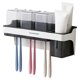 thumbnail image 1 of Porta cepillos de dientes multifuncional sin perforación, diseño colgante para baño, color negro y blanco, material ABS resistente y ecológico, fácil instalación con adhesivo duradero, ideal para, 1 of 6