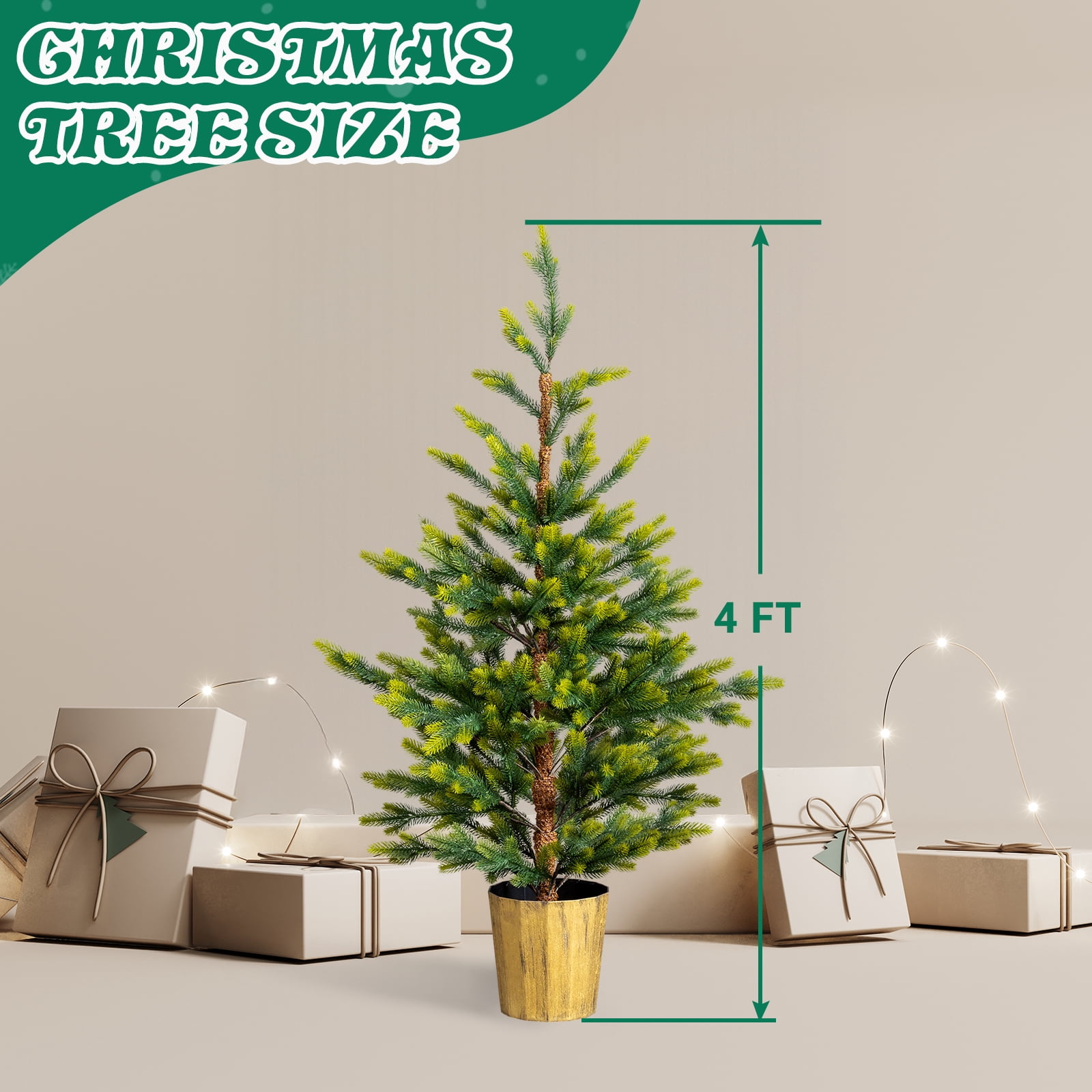 Astoutdoor 2 Pack 4 ft Dual-Tone Artificial Christmas Tree with Pot Stand, 119 Branch Tips, Green