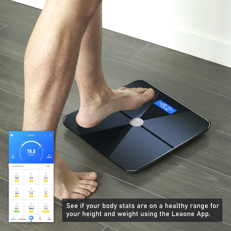 Scales for Body Weight Digital LED Display Fat Bluetooth with Smartphone  APP High Precision Sensors