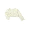 thumbnail image 5 of Fldy Kids Flower Girls Cover Up Bolero Long Sleeve Floral Embroidery Pageant Wedding Shrug Cardigan Champagne 90, 5 of 7
