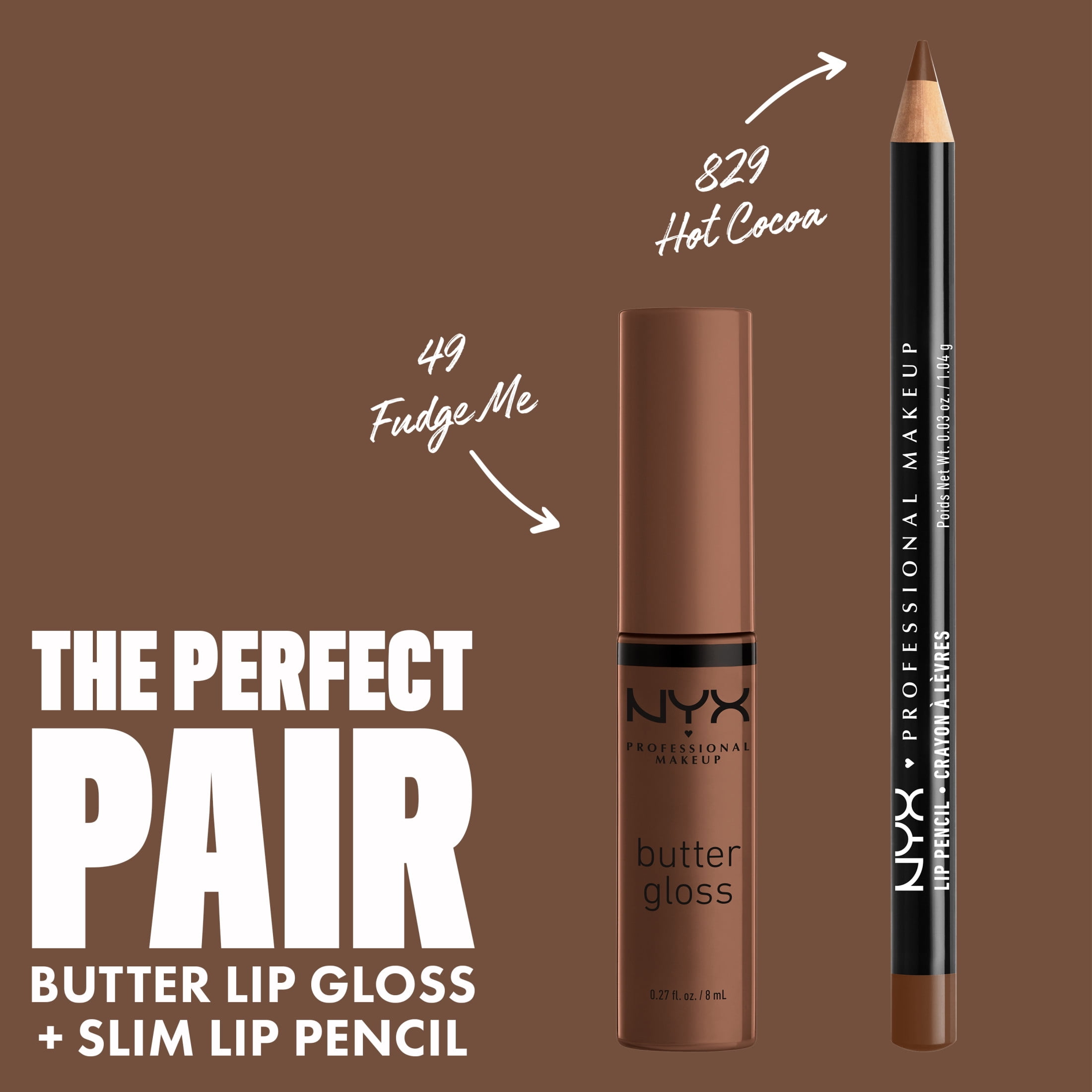 NYX Professional Makeup Butter Gloss, Non-Sticky Lip Gloss, Fudge Me, 0.27 Oz