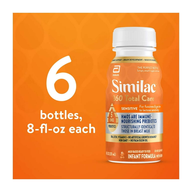 Similac 360 Total Care Sensitive Ready-to-Feed Baby Formula, 8-fl-oz Bottle, Pack of 6 Similac 360 Total Care Sensitive Ready-to-Feed Baby Formula, 8-fl-oz Bottle, Pack of 6