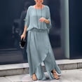 thumbnail image 4 of Joernso Women's Casual Two Piece Chiffon Set Plus Size Mother of Bride Dressy Suit Crew Neck Top Wide Leg Pant Flowy Wedding Guest Outfit, 4 of 6