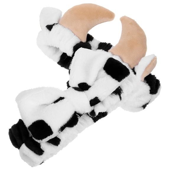 LOLIPPYY 2pcs Plush Makeup Headbands for Women's Soft Cloth Face Wash Hairbands with Cute Cow Ears Design for Spa Decor Multi Color