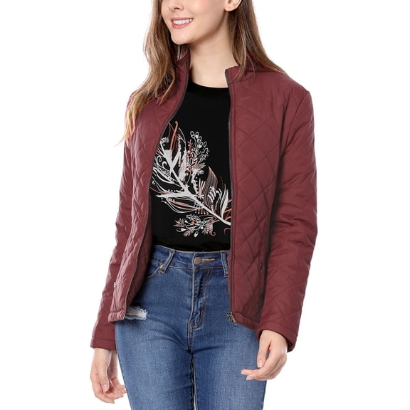 Women's Zip Stand Collar Lightweight Quilted Jacket