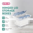 thumbnail image 3 of Sterilite 60 Qt Hinged Lid Storage Box, Plastic Container, Washed Blue, 12 Pack, 3 of 10