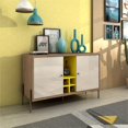 thumbnail image 2 of Manhattan Comfort Joy Wine Rack Serveur en Jaune et Blanc Cassé, 2 of 11