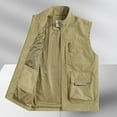 thumbnail image 5 of hopeusince Men's Lightweight Mesh Breathable Sleeveless Zip-Up Stand Collar Multi-Pockets Quick Dry Travel Vest Khaki XXXXL, 5 of 7